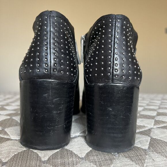 1.State Jelin Black Leather Ankle Studded Boots Block Heel Pointed Toe Women’s 9 - Picture 9 of 16